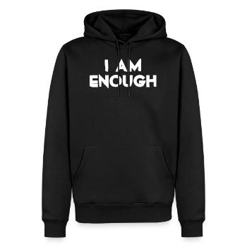 Ich bin genug - Christian Zitat - Männer Premium Bio Hoodie - Schwarz - Vorne - Nico (187cm)