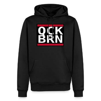 QCK BRN - Männer Premium Bio Hoodie - Schwarz - Vorne - Nico (187cm)
