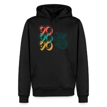 Design rap 90x3 - Felpa con cappuccio ecologica premium da uomo - nero - Fronte - Nico (187cm)