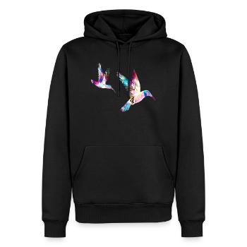 colibri, 2 oiseaux, 2 oiseaux, aquarell, coloré,oiseau,bird - Sweat à capuche Premium bio Homme - noir - Devant - Nico (187cm)