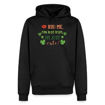 Kiss me Im nicht Irish Im nur niedlich - Männer Premium Bio Hoodie - Schwarz - Vorne - Nico (187cm)