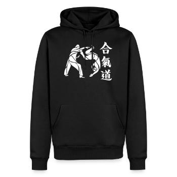 Aikido - Sweat à capuche Premium bio Homme - noir - Devant - Nico (187cm)