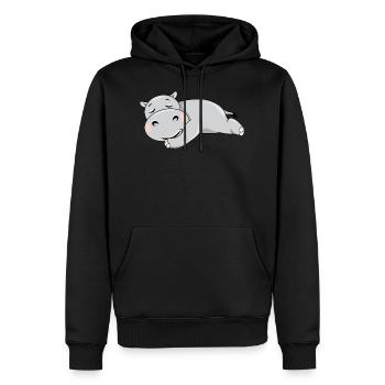 Nettes schlafendes Nilpferd - Männer Premium Bio Hoodie - Schwarz - Vorne - Nico (187cm)