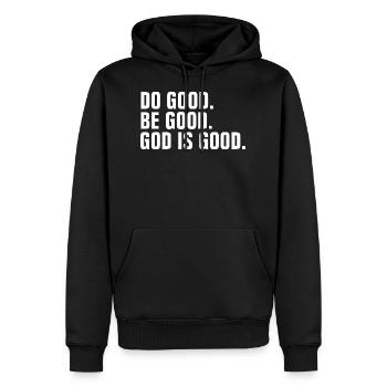 Do Good Be Good God Is Good - Citation chrétienne - Sweat à capuche Premium bio Homme - noir - Devant - Nico (187cm)