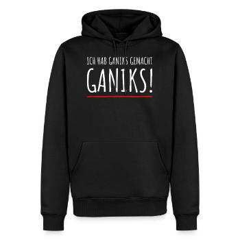 Ich habe garnix gemacht gar nichts lustiger Spruch - Männer Premium Bio Hoodie - Schwarz - Vorne - Nico (187cm)