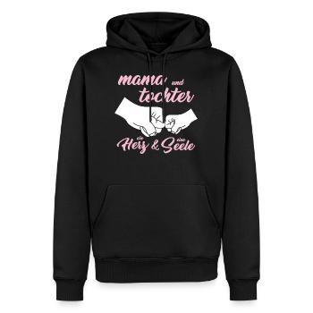Mama und Tochter ein Herz & eine Seele Spruch - Männer Premium Bio Hoodie - Schwarz - Vorne - Nico (187cm)