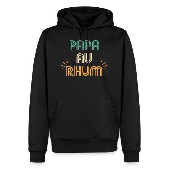Papa au rhum - Sweat à capuche Premium bio Homme - noir - Devant - Nico (187cm)