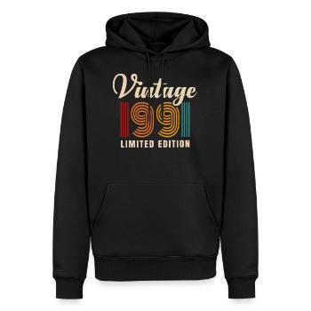 MILLÉSIME 1991. 30e anniversaire - Sweat à capuche Premium bio Homme - noir - Devant - Nico (187cm)