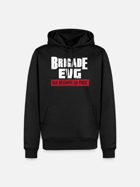 Brigade EVG Cadeau homme humour EVG - Sweat à capuche Premium bio Homme - noir