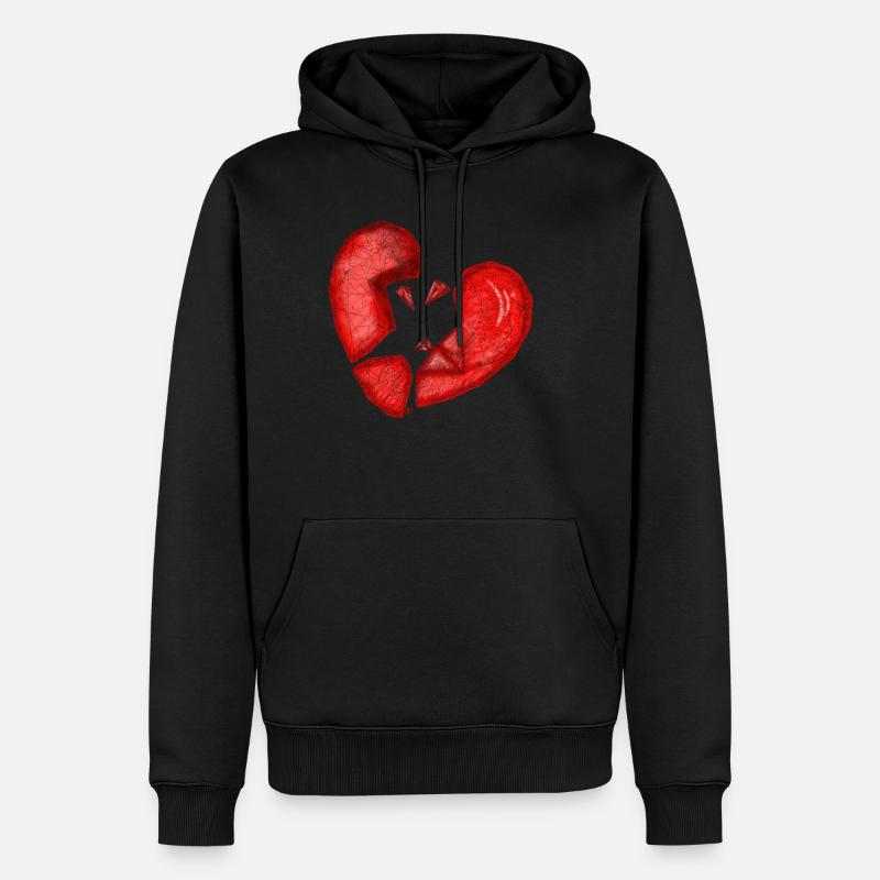 Broken Heart - Männer Premium Bio Hoodie - Schwarz