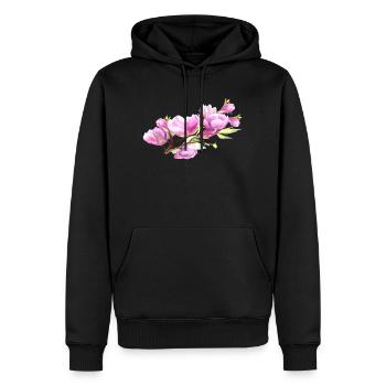Magnolia Printemps Fleur Été - Sweat à capuche Premium bio Homme - noir - Devant - Nico (187cm)