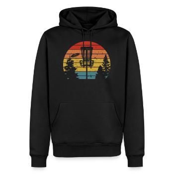 Retro Disc Golf Frisbee Disc Golf Course - Men’s Premium Organic Hoodie - black - Front - Nico (187cm)