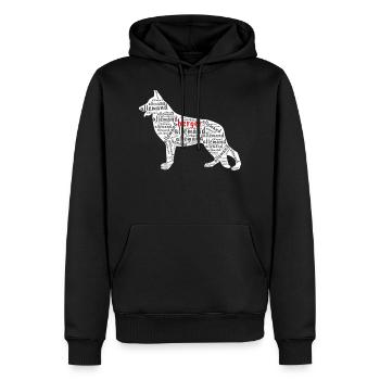 Berger Allemand Silhouette Chien de Race Texte - Sweat à capuche Premium bio Homme - noir - Devant - Nico (187cm)