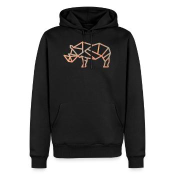 Orange Geometric Rhino - Men’s Premium Organic Hoodie - black - Front - Nico (187cm)