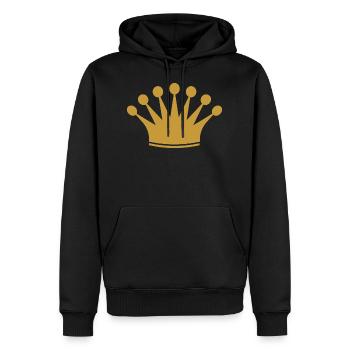 Fancy crown in gold - Men’s Premium Organic Hoodie - black - Front - Nico (187cm)