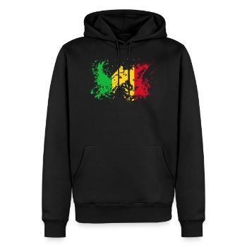 Drapeau Mali Drapeau national Taches de couleur - Sweat à capuche Premium bio Homme - noir - Devant - Nico (187cm)