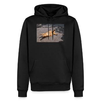 HELP! - Men’s Premium Organic Hoodie - black - Front - Nico (187cm)
