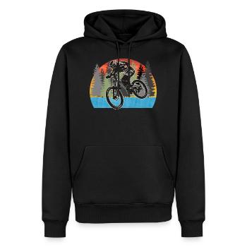 Mountainbike Wald - Männer Premium Bio Hoodie - Schwarz - Vorne - Nico (187cm)