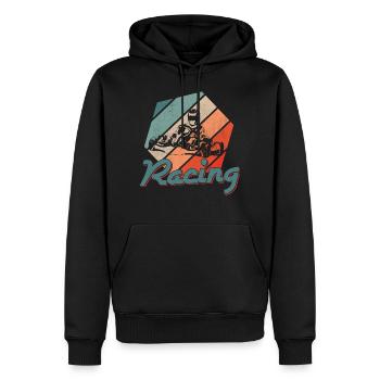 Karting Karting Pilote de course Motorsport Vintage - Sweat à capuche Premium bio Homme - noir - Devant - Nico (187cm)