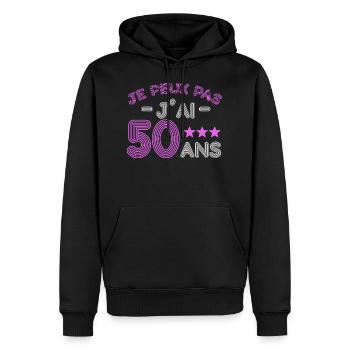 Je peux pas j 'ai 50 ans anniversaire humour - Sweat à capuche Premium bio Homme - noir - Devant - Nico (187cm)