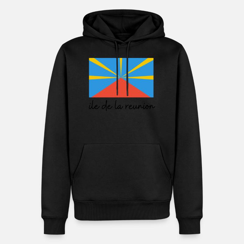 Drapeaux ile de la reunion - Sweat à capuche Premium bio Homme - noir