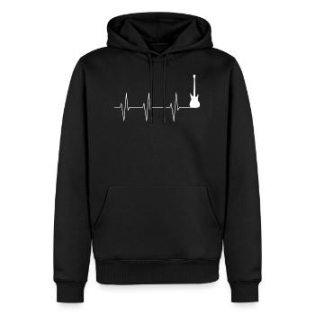 Herzschlag Gitarre - Männer Premium Bio Hoodie - Schwarz - Vorne - Nico (187cm)