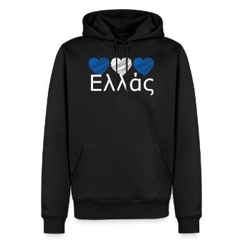 Fanartikel Griechenland Flagge Nationalmannschaft - Männer Premium Bio Hoodie - Schwarz - Vorne - Nico (187cm)