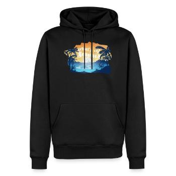 What's Up Beaches - Funny Beach Shirt - Men’s Premium Organic Hoodie - black - Front - Nico (187cm)