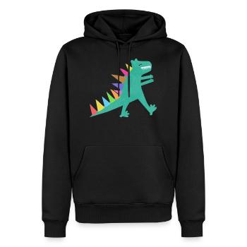 Mignon Vert T Rex Dinosaure - Sweat à capuche Premium bio Homme - noir - Devant - Nico (187cm)