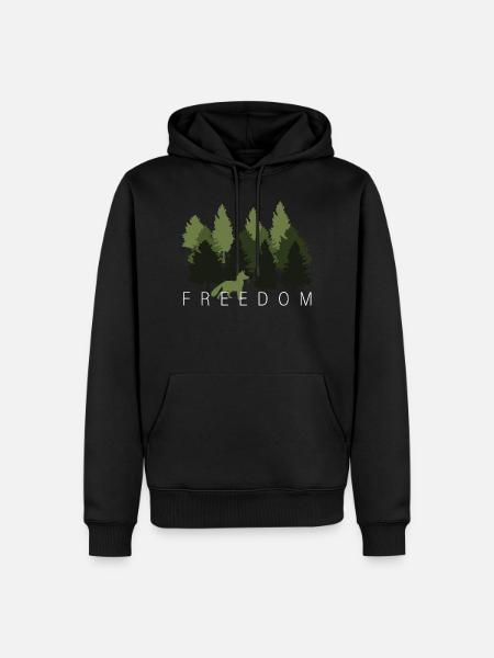 Fuchs Wald Freiheit Spruch - Männer Premium Bio Hoodie - Schwarz