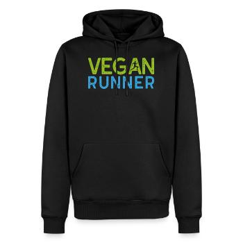 Végétalienne runner cadeau plantes rengaine - Sweat à capuche Premium bio Homme - noir - Devant - Nico (187cm)