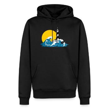 Leuchtturm ola Menorque - Männer Premium Bio Hoodie - Schwarz - Vorne - Nico (187cm)