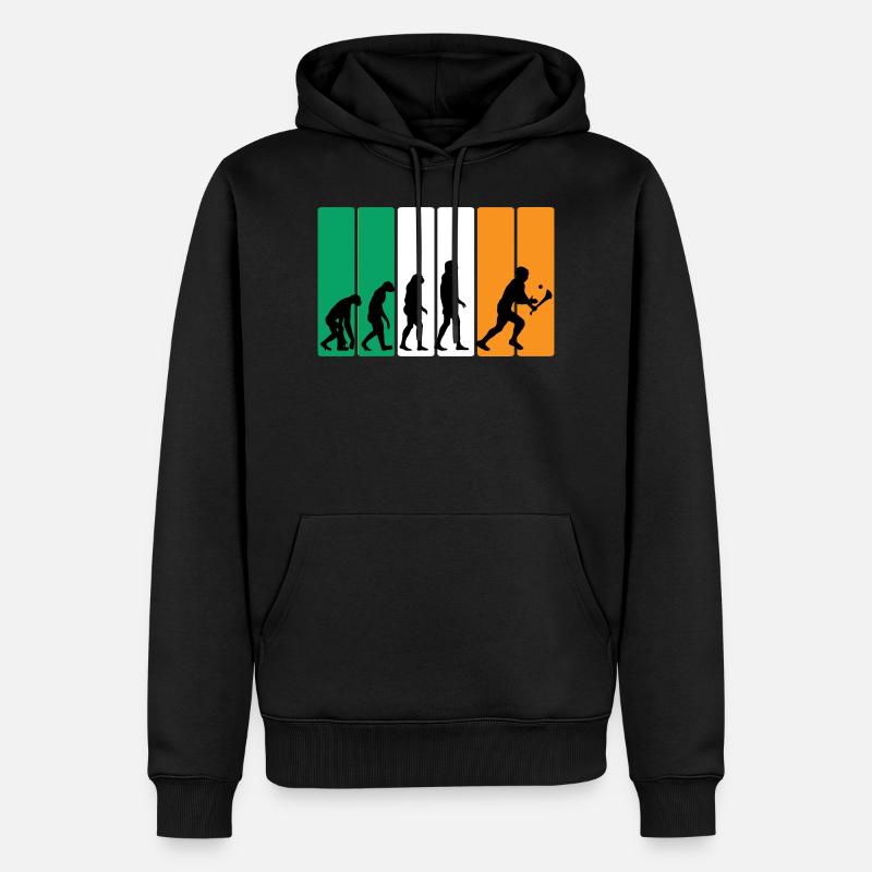 Die Evolution von Hurling - Männer Premium Bio Hoodie - Schwarz