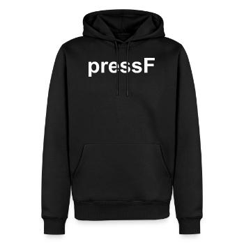 pressF Emote - Gaming Stream Chat Meme - Männer Premium Bio Hoodie - Schwarz - Vorne - Nico (187cm)