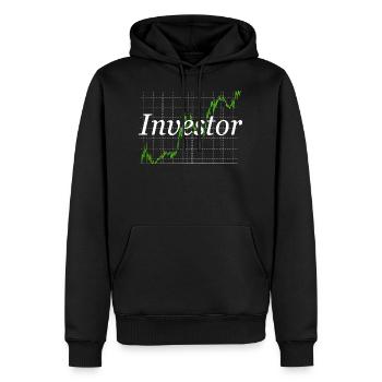 Investor - Männer Premium Bio Hoodie - Schwarz - Vorne - Nico (187cm)