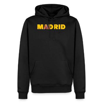 Lettrage de Madrid aux couleurs du drapeau espagnol - Sweat à capuche Premium bio Homme - noir - Devant - Nico (187cm)