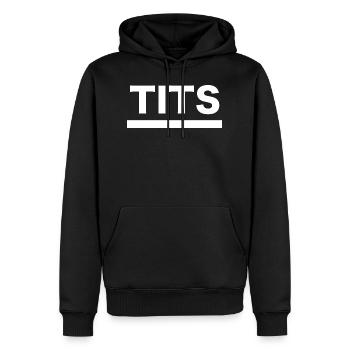 TITS - Männer Premium Bio Hoodie - Schwarz - Vorne - Nico (187cm)