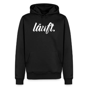 läuft. - Männer Premium Bio Hoodie - Schwarz - Vorne - Nico (187cm)