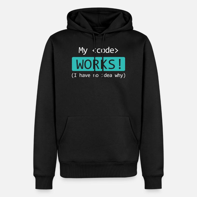 My code works, I have no idea why - Männer Premium Bio Hoodie - Schwarz