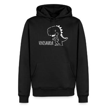 Vinosaurier Geschenk Spruch Party Wein Alkohol - Männer Premium Bio Hoodie - Schwarz - Vorne - Nico (187cm)