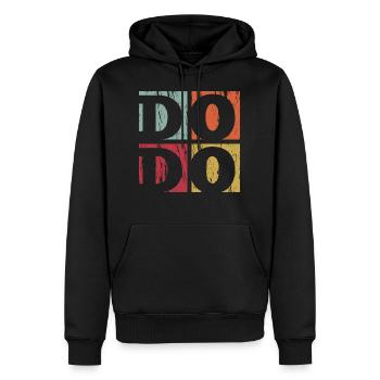 vintage retro used look Dodo Laufvogel - Männer Premium Bio Hoodie - Schwarz - Vorne - Nico (187cm)
