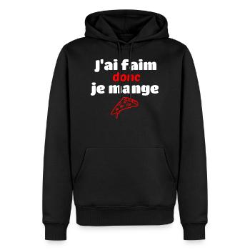 j'ai faim donc je mange - Sweat à capuche Premium bio Homme - noir - Devant - Nico (187cm)