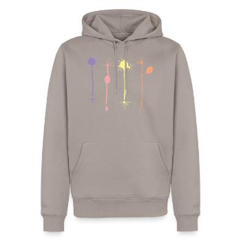 Neuron in Harmonie - Männer Premium Bio Hoodie - Taupe - Vorne - Nico (187cm)