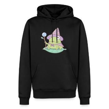 Cute Frog Wizard Magician - Men’s Premium Organic Hoodie - black - Front - Nico (187cm)