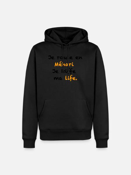 Je roule en Méhari. Je kiffe ma life. - Sweat à capuche Premium bio Homme - noir