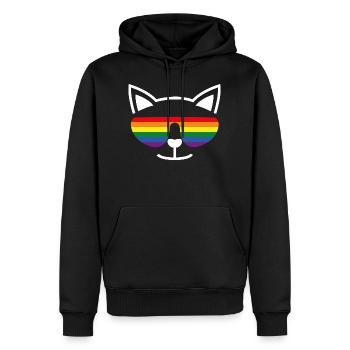 Niedliche Katze Regenbogen Sonnenbrille Motiv - Männer Premium Bio Hoodie - Schwarz - Vorne - Nico (187cm)