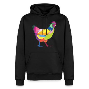 Buntes Huhn-T-Shirt Regenbogen T-Shirt Geschenk - Männer Premium Bio Hoodie - Schwarz - Vorne - Nico (187cm)