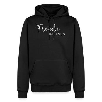 Freude in Jesus - christliches design - Männer Premium Bio Hoodie - Schwarz - Vorne - Nico (187cm)