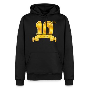 10e anniversaire grand nombre et ruban d’or - Sweat à capuche Premium bio Homme - noir - Devant - Nico (187cm)