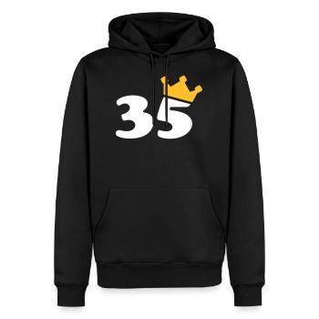 35 Krone 35 Geburtstag 35 Jahre - Männer Premium Bio Hoodie - Schwarz - Vorne - Nico (187cm)